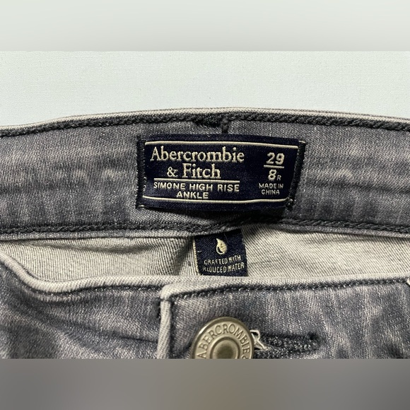Abercrombie & Fitch Simone High Rise Ankle Jeans Gray Charcoal Size 29/8 - Picture 2 of 12